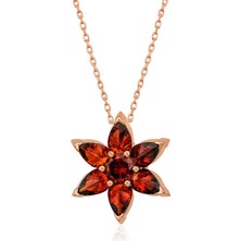 Aya Diamond Gümüş Rose Kırmızı Çiçek Kolye