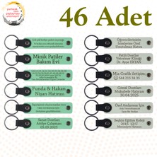 Miawiki Yeşil & Beyaz, Tiyatro Kursu Üyelerine Özel Hediye, 46’lı Set, Kişiye Özel Yazılı Deri Anahtarlık