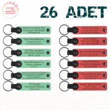 Miawiki Yeşil & Nar Çiçeği, Felsefe Öğretmeninden Karne Anısı, 26’lı Set, Isim Yazılabilen Deri Anahtarlık