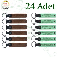 Miawiki A Kahve & Yeşil, Üniversite Mezuniyet Etkinliğine, 24'lü Set, Isim Yazılan Hediye Deri Anahtarlık