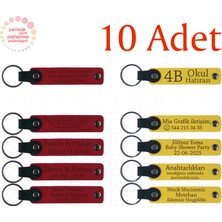 Miawiki Kırmızı & Sarı, 10’lu Set, Tarih ve Isimli Deri Anahtarlık, Söz Töreni Misafirlerine Anlamlı Anı