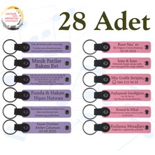 Miawiki M Menekşe & Pembe, 28’li Set, Mesajlı Deri Hatıra Anahtarlık, Yılbaşı Kutlamalarına Anlamlı Sürpriz