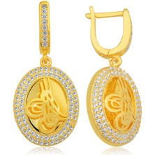 Aya Diamond Gümüş Tuğralı Oval Bayan Küpe