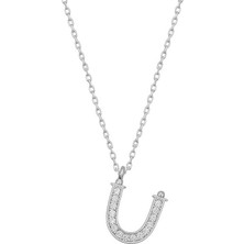 Aya Diamond Gümüş Rodyum Ü Harfi Kadın Kolye