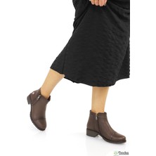 Mammimia Kadın Hakiki Deri Ortopedik Düz Taban Kısa Klasik Tarz Bot M26/KB1615