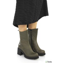 Mammimia Kadın Hakiki Deri Ortopedik Kalın Topuklu Klasik Tarz Yarım Çizme Bot M26/KB1700