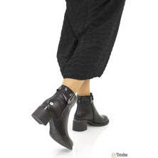 Mammimia Kadın Hakiki Deri Ortopedik Fermuarlı Klasik Kalın Topuklu Bot M26/KB8430