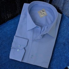 Eren Style Linen Keten Klasik %100 Cotton Uzun Kollu Terletmeyen Mavi Gömlek (Regular Kalıp)