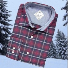 Klasik %100 Cotton Uzun Kollu Terletmeyen Kışlık Flanel Kumaş Kırmızı Gömlek (Regular Kalıp)