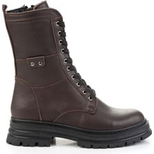 Kahve Hakiki Deri Kadın Bot & Bootie K02462040503