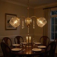 Sır Eskitme Gold Kasa Bal Camlı Avize