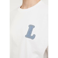 Lumberjack Wl Delta 11MD1082 4fx Ekru Kadın Kısa Kol T-Shirt