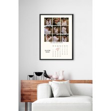 Kişiye Özel Takvim Temalı Kolaj Tablo, 9 Fotoğraf+Tarih ile Lamine Çerçeveli Fotoğraf Baskı Tablosu
