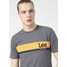 Lee Logo Erkek Gri Bisiklet Yaka Tişört