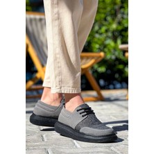 ZRN-042 Premium Bağcıklı Gri Siyah Casual Günlük Erkek Ayakkabı