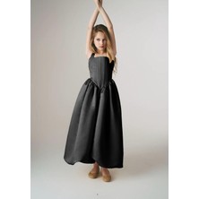 Laviella Kids Couture Kız Çocuk Abiye Kare Yaka Balon Etekli Uzun Elbise