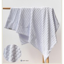 Kabartmalı Velboa Battaniye Mavi