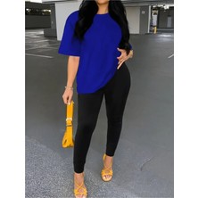 Kadın Uzun Tayt T-Shirt Kombin Oversize Takım Salaş Boyfriend