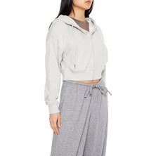 F21 French Terry Crop Kapüşonlu Sweatshirt