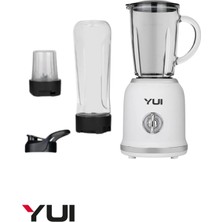 Retro Blender Seti, 600 ml Kişisel, 450 ml Cam Hazne, 180 ml Öğütücü, Beyaz Renk