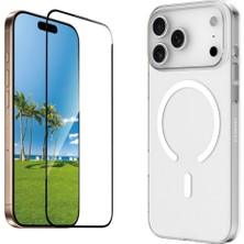 Iphone 17 Pro Max Kılıf Kamera Korumalı Magsafe Sert Mika Pc Porto Kapak-Şeffaf + Tam Kaplayan Anti Statik Esd Cam Ekran Koruyucu