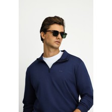 Kiğılı Yarım Balıkçı Yaka Regular Fit Pamuklu Mevsimlik Nakışlı 2 İplik Fermuarlı Sweatshirt