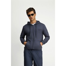 Kiğılı Kapüşonlu Regular Fit Fermuarlı Baskılı Pamuklu Sweatshirt