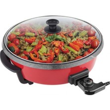 Kırmızı Granit Elektrikli Pizzamatik Tava ve Tencere Seti