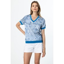 56593 Onteks Ribanalı Önü Cepli V Yaka Bluz