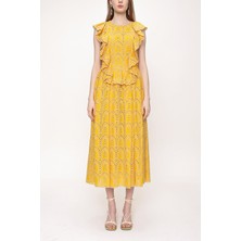 Hardal Volanlı Kolsuz Fisto Elbise 93566