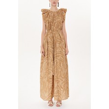 Kahve Omuzları Büzgülü Salaş Elbise 93468