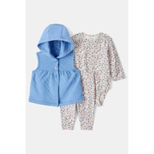 Kız Bebek Mavi Yelekli Set