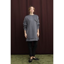 Kadın Göğüs Halka Detaylı Üst Düzey Yeni Sezon Sweat Tunik