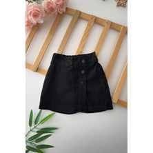 Miniğimin Cicileri Taşlı Kot Kız Çocuk Şort etek - Siyah