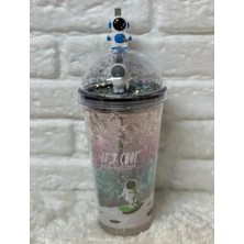 Pipetli Bardak Matara Sevimli Suluk 450 ml  Çift KATMANLI Astronot Figürlü