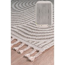 Roma Gri Krem Kemik Tonları Bukle ve Sisal Püsküllü Makine Dokuma Halı