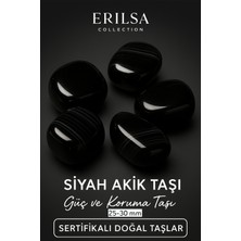 Tesbih Atölyesi Sertifikalı Siyah Akik Taşı Doğal Taş Kütle Parça 25-30 mm – Güç ve Koruma Taşı