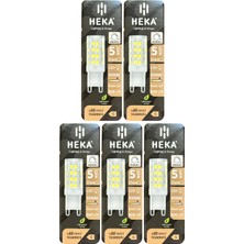 (5 Adet) Heka 5W (37W) 6500K (Beyaz Işık) G9 Duylu Dim Edilebilir LED Kapsül Ampul