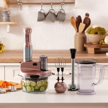 6 Bıçaklı Uzun Blender ve Mutfak Robotu, Cam Hazneli, 2500 W, Pembe