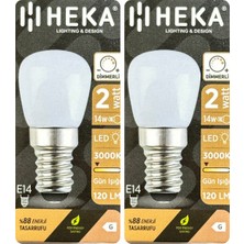 (2 Adet) Heka 2W (14W) 3000K (Sarı Işık) E14 Duylu (Ince Duy) Dim Edilebilir Soft LED Mini Ampul
