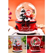 Yılbaşı 2025 Noel Baba ve Çam Ağacı 13 cm Orta Boy Işıklı Müzikli Kar Küresi 20B