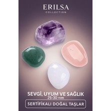 Tesbih Atölyesi Sertifikalı Ametist Pembe Kuvars Aventurin ve Ay Taşı Seti 25-30 mm – Sevgi Uyum ve Sağlık Seti