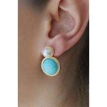 Nenya Vip Çelik Inci ve Firuze Taşlı Küpe