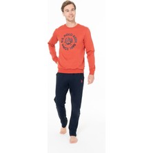 U.s. Polo Assn. 18940 Erkek Kıremıt Yuvarlak Yaka Uzun Kollu Pijama Takımı