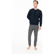 U.s. Polo Assn. 18995 Erkek Lacıvert Yuvarlak Yaka Uzun Kollu Pijama Takımı