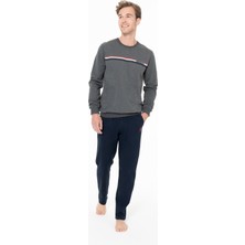 U.s. Polo Assn. 18925 Erkek Antrasıt Melanj Yuvarlak Yaka Uzun Kollu Pijama Takımı