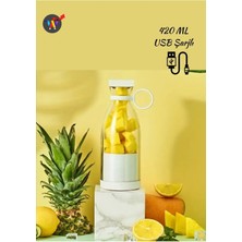 Taşınabilir Mini Blender 420 Ml, USB Şarjli, Plastik Şişe, Smoothie ve Milkshake Için Ideal