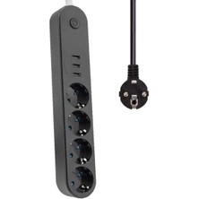 Akım Korumalı, Isı Dayanıklı, 4'lü, 2 Uzatma, 3 Adet Usb, Yüksek Kalite, Güvenli Kullanım