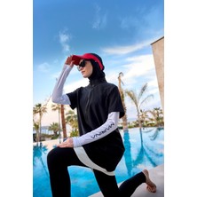 Siyah Tam Kapalı Tesettür Mayo 4 Parça Set M2532