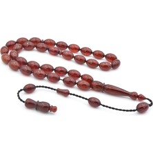 Usta Işi Sistemli Beyzi Kesim Turuncu Sıkma Kehribar Tesbih 069